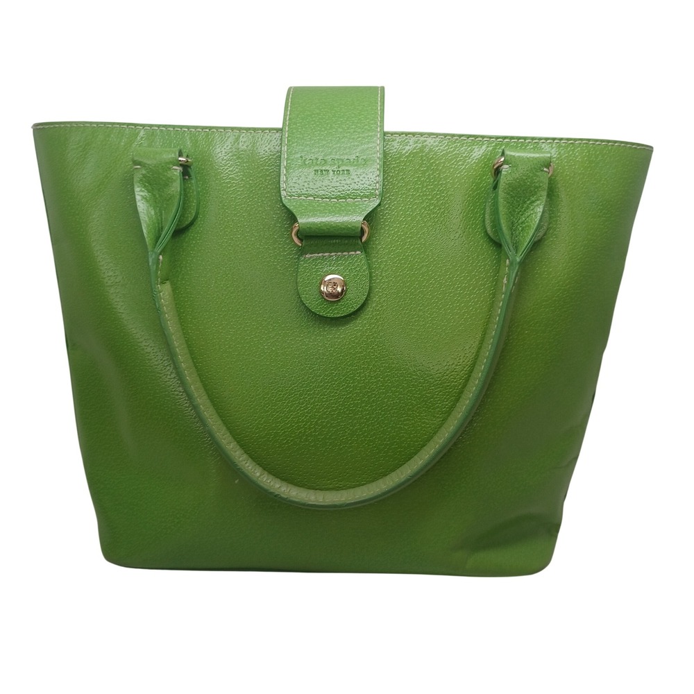 Kate Spade New York Green Pebbled Leather Tote Bag Gold Hardware Shoulder Bag
